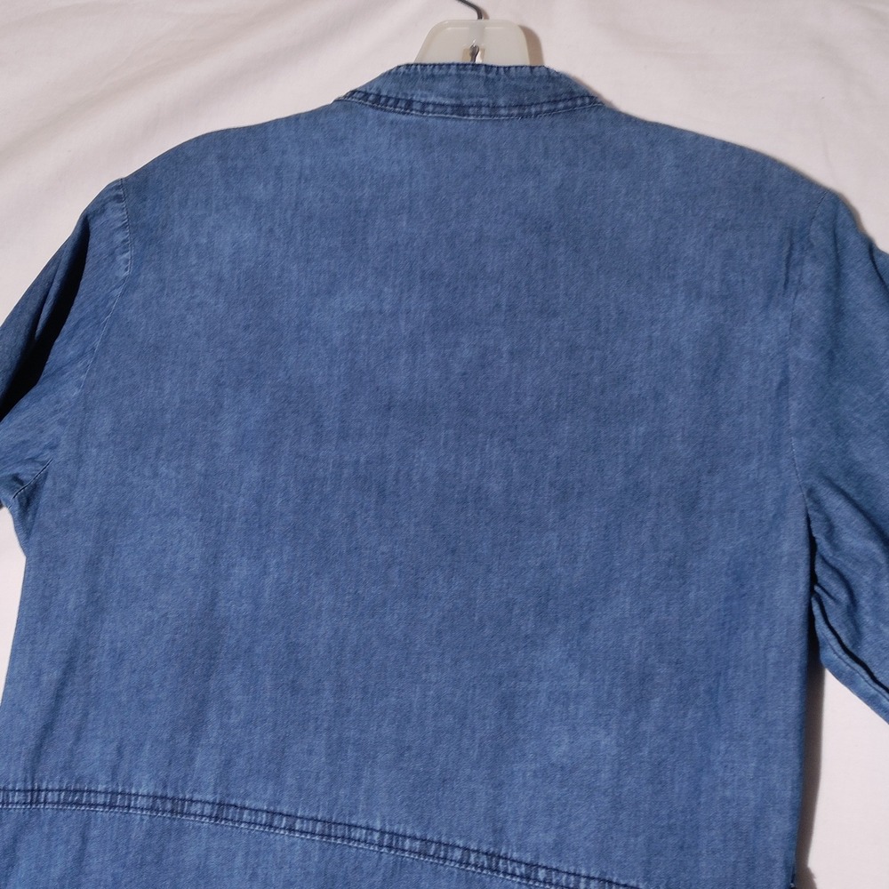 DECOY Sz 46 Denim Maxi Dress Long Sleeve Button Front Pockets Made in Turkey - Picture 4 of 11